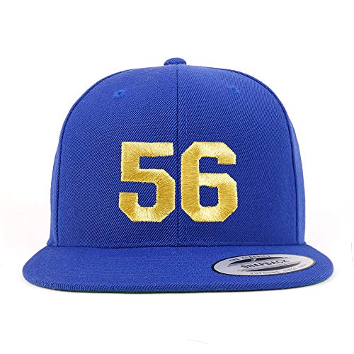 Trendy Apparel Shop Number 56 Gold Thread Flat Bill Snapback Baseball Cap