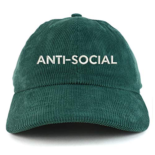 Trendy Apparel Shop Anti Social Cotton Corduroy Unstructured Baseball Cap