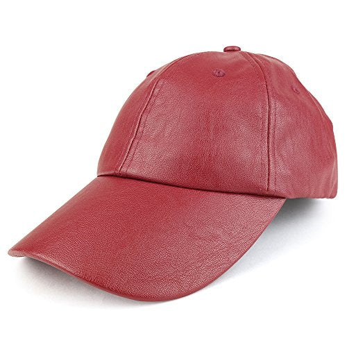 Trendy Apparel Shop Plain PU Leather Unstructured Low Profile Baseball Cap