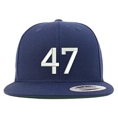 Trendy Apparel Shop Number 47 Embroidered Snapback Flatbill Baseball Cap