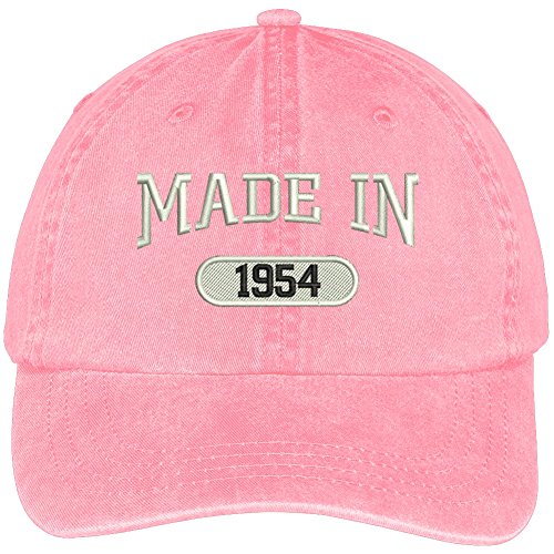 Trendy Apparel Shop 65th Birthday - Made in 1954 Embroidered Low Profile Washed Cotton Baseball Cap