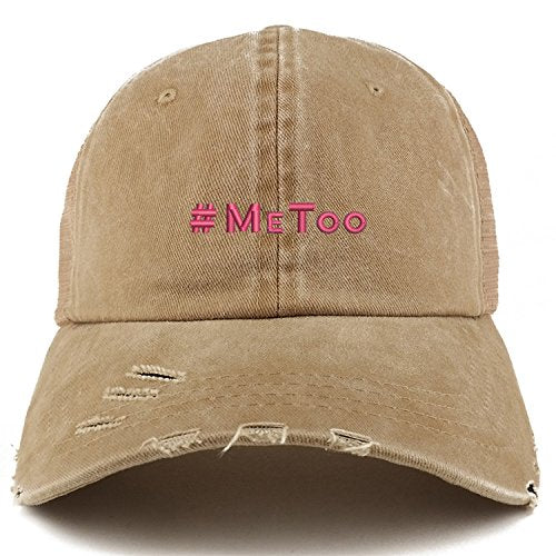 Trendy Apparel Shop MeToo Movement Hot Pink Embroidered Frayed Bill Trucker Mesh Cap