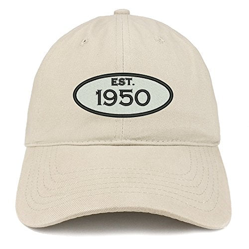 Trendy Apparel Shop Established 1950 Embroidered 71st Birthday Gift Soft Crown Cotton Cap