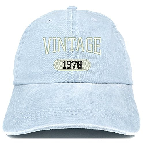 Trendy Apparel Shop Vintage 1977 Embroidered 43rd Birthday Soft Crown Washed Cotton Cap