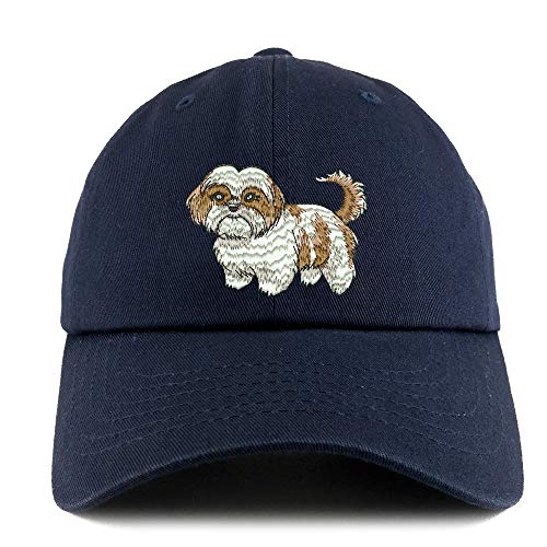 Trendy Apparel Shop Shih Tzu Dog Embroidered Low Profile Soft Cotton Dad Hat Cap