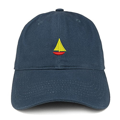 Trendy Apparel Shop Mini Sailboat Embroidered Low Profile Soft Cotton Baseball Cap