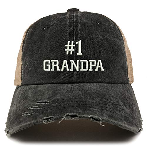 Trendy Apparel Shop Number 1 Grandpa Washed Front Mesh Back Frayed Bill Cap