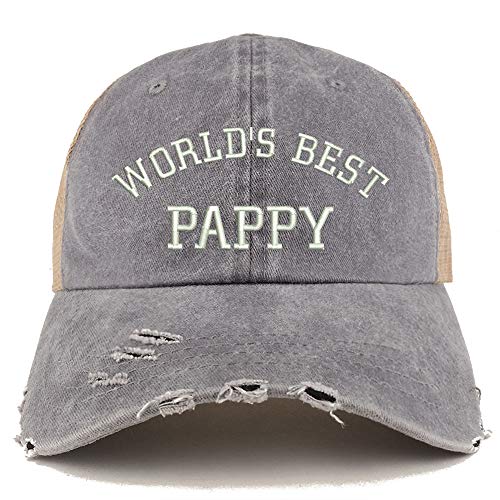 Trendy Apparel Shop World's Best Pappy Washed Front Mesh Back Frayed Bill Cap