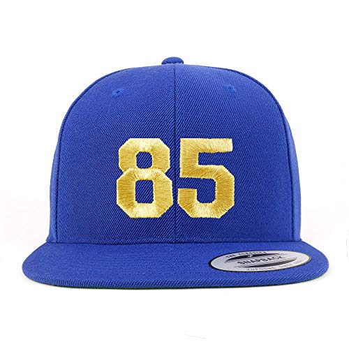 Trendy Apparel Shop Number 85 Gold Thread Flat Bill Snapback Baseball Cap