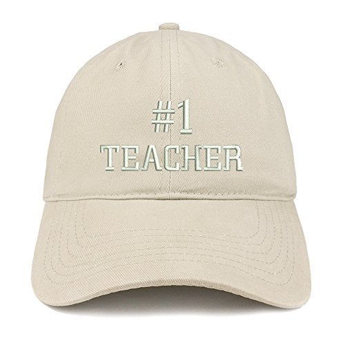 Trendy Apparel Shop Number 1 Teacher Embroidered Low Profile Soft Cotton Baseball Cap