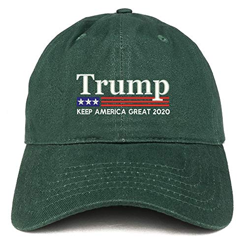 Trendy Apparel Shop Trump Keep America Great 2020 USA Flag Embroidered 100% Cotton Adjustable Cap Dad Hat