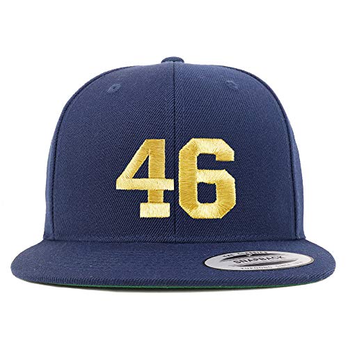 Trendy Apparel Shop Number 46 Gold Thread Flat Bill Snapback Baseball Cap