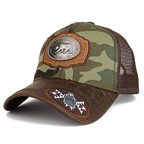 Trendy Apparel Shop Metallic California Bear Trucker Mesh Baseball Cap