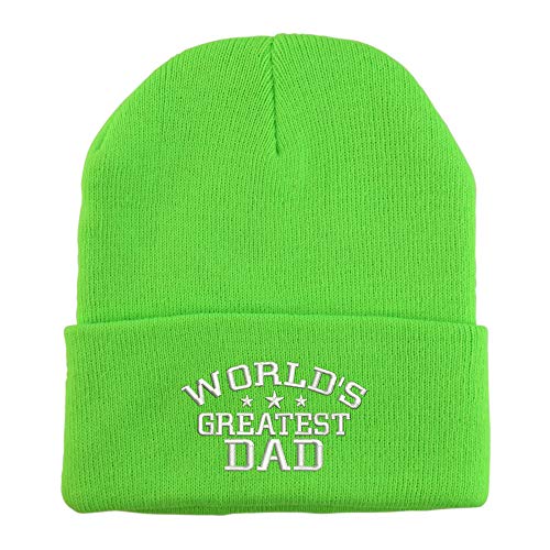 Trendy Apparel Shop World's Greatest Dad Embroidered Winter Long Cuff Beanie