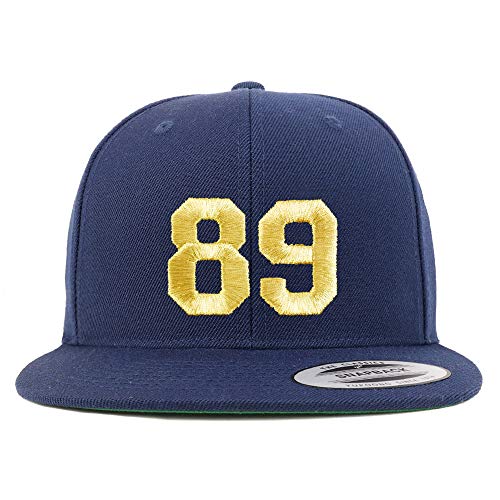 Trendy Apparel Shop Number 89 Gold Thread Flat Bill Snapback Baseball Cap