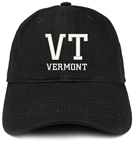 Trendy Apparel Shop VT Vermont State Acronym Embroidered Cotton Dad Hat