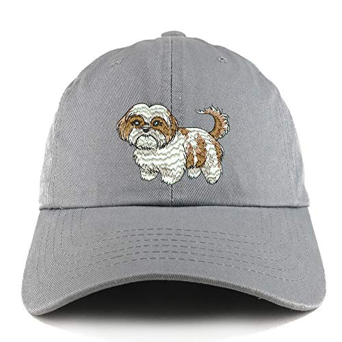 Trendy Apparel Shop Shih Tzu Dog Embroidered Low Profile Soft Cotton Dad Hat Cap