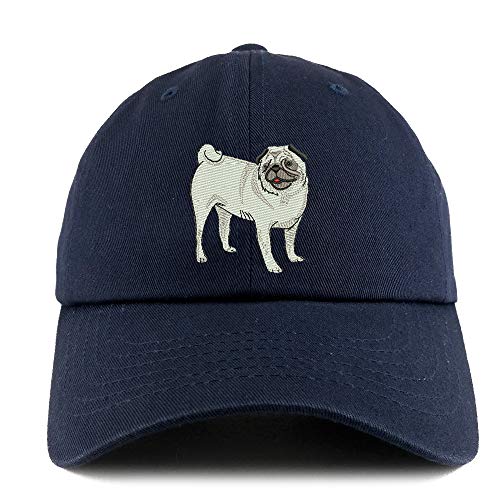 Trendy Apparel Shop Pug Dog Embroidered Low Profile Soft Cotton Dad Hat Cap