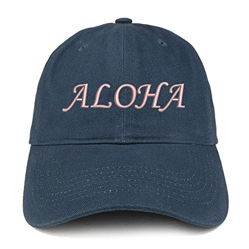 Trendy Apparel Shop Aloha Embroidered Low Profile Soft Cotton Baseball Cap