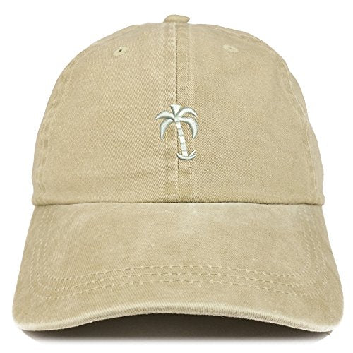 Trendy Apparel Shop Palm Tree Solid White Embroidered Washed Cotton Adjustable Cap