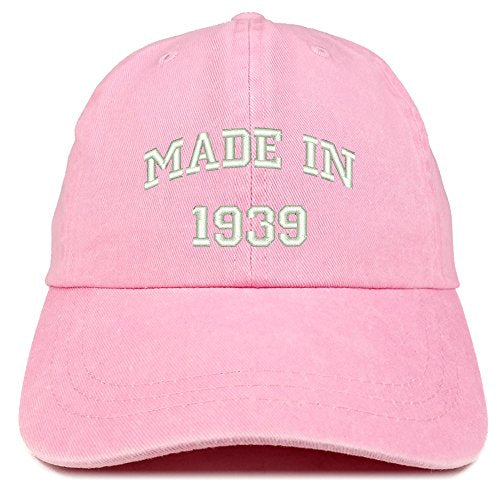 Trendy Apparel Shop Made in 1939 Text Embroidered 82nd Birthday Washed Cap