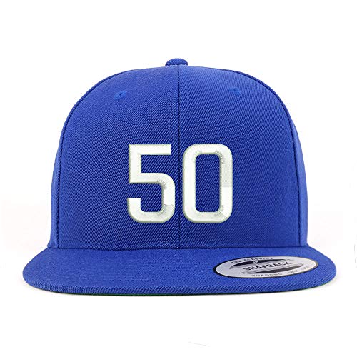 Trendy Apparel Shop Number 50 Embroidered Snapback Flatbill Baseball Cap