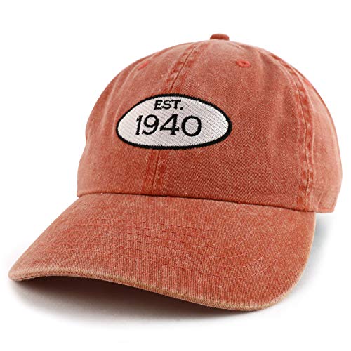 Trendy Apparel Shop 80th Birthday Established 1941 Washed Cotton Adjustable Cap