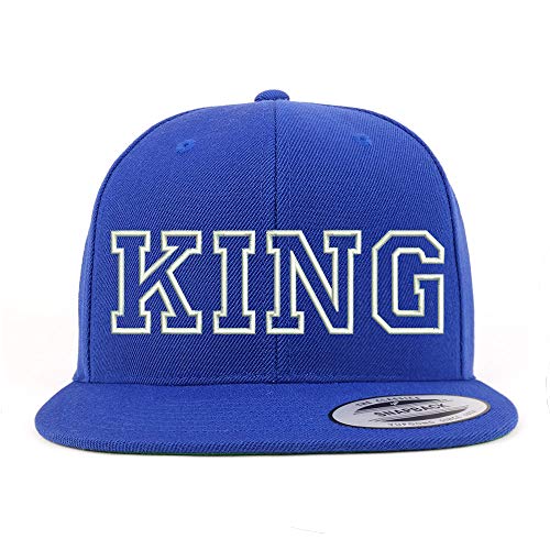 Trendy Apparel Shop King Outline Embroidered Snapback Flatbill Baseball Cap