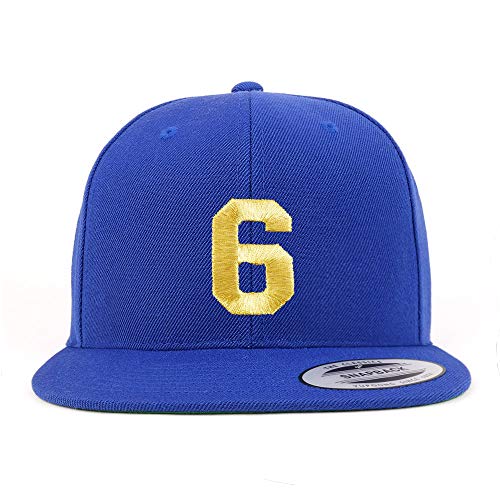 Trendy Apparel Shop Number 6 Gold Thread Flat Bill Snapback Baseball Cap