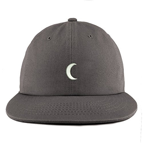 Trendy Apparel Shop Crescent Moon Embroidered Unstructured Flatbill Adjustable Cap