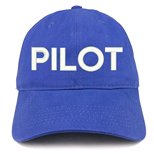 Trendy Apparel Shop Pilot Embroidered Soft Crown 100% Brushed Cotton Cap