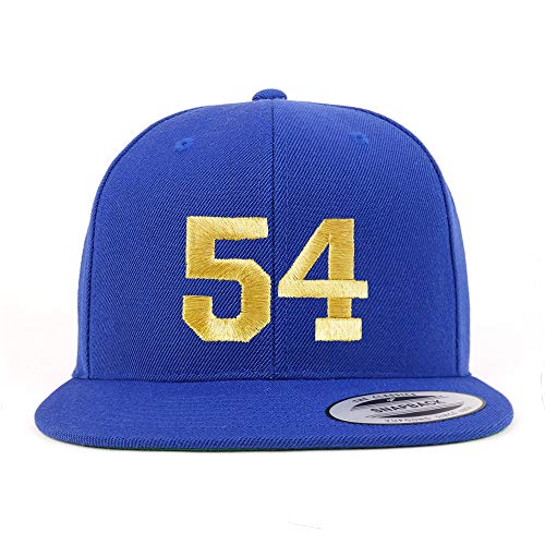 Trendy Apparel Shop Number 54 Gold Thread Flat Bill Snapback Baseball Cap