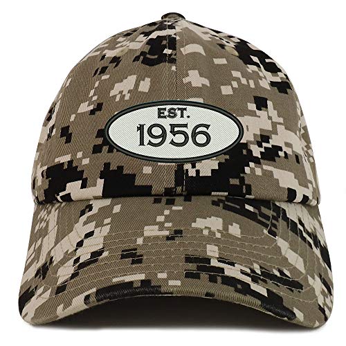 Trendy Apparel Shop 65th Birthday Established 1956 Soft Crown Brushed Cotton Cap