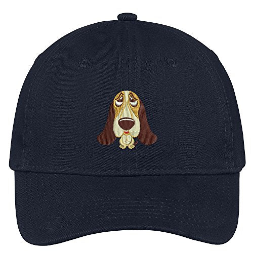 Trendy Apparel Shop Basset Hound Embroidered Low Profile Soft Cotton Brushed Cap