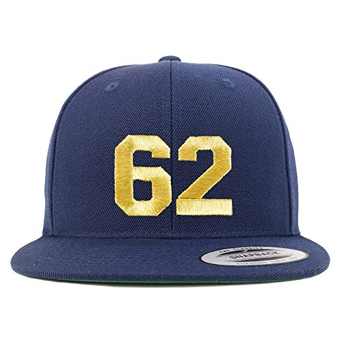 Trendy Apparel Shop Number 62 Gold Thread Flat Bill Snapback Baseball Cap