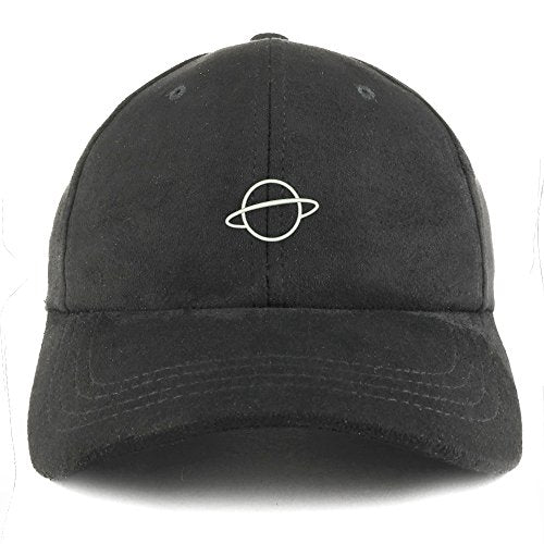 Trendy Apparel Shop Planet Embroidered Faux Suede Leather Adjustable Cap