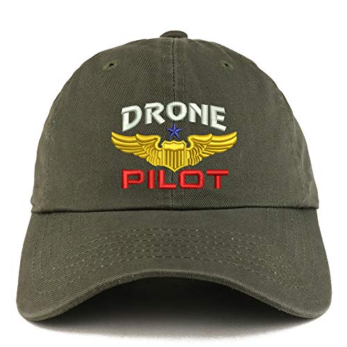 Trendy Apparel Shop Drone Pilot Aviation Wing Embroidered Low Profile Soft Cotton Dad Hat Cap