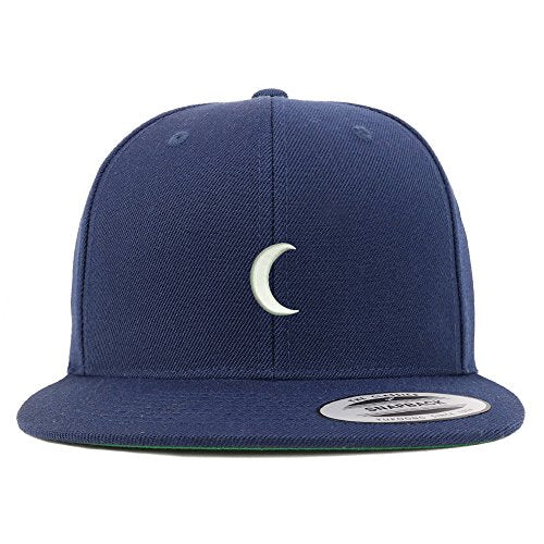 Trendy Apparel Shop Crescent Moon Embroidered Flat Bill Snapback Baseball Cap