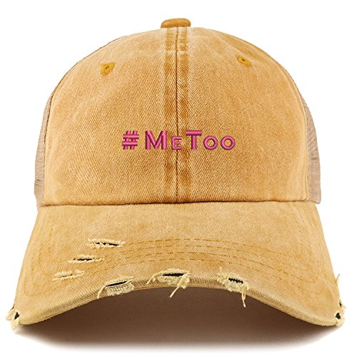 Trendy Apparel Shop MeToo Movement Hot Pink Embroidered Frayed Bill Trucker Mesh Cap