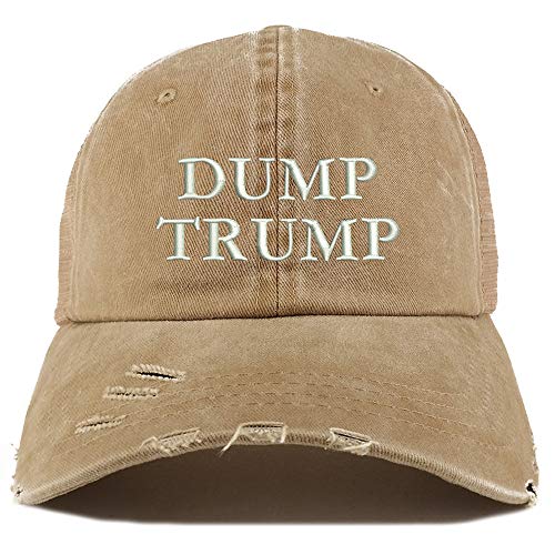 Trendy Apparel Shop Dump Trump Washed Front Frayed Bill Trucker Cap