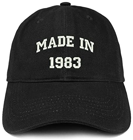 Trendy Apparel Shop Made in 1983 Text Embroidered 38th Birthday Brushed Cotton Cap