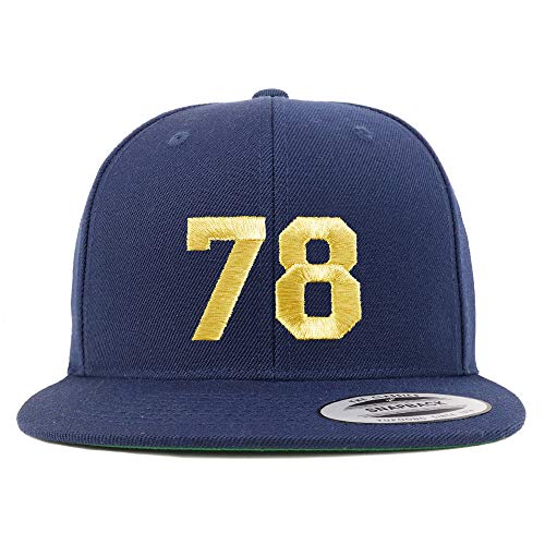 Trendy Apparel Shop Number 78 Gold Thread Flat Bill Snapback Baseball Cap