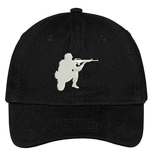 Trendy Apparel Shop Soldier Silhouette Embroidered Low Profile Soft Cotton Brushed Cap