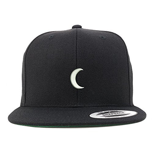 Trendy Apparel Shop Crescent Moon Embroidered Flat Bill Snapback Baseball Cap