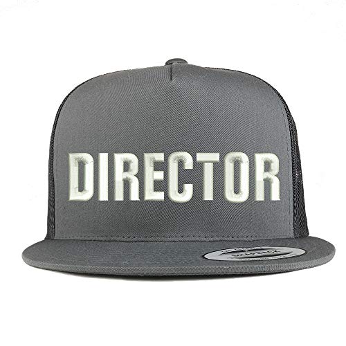 Trendy Apparel Shop Director Embroidered 5 Panel Flatbill Trucker Mesh Snapback Cap