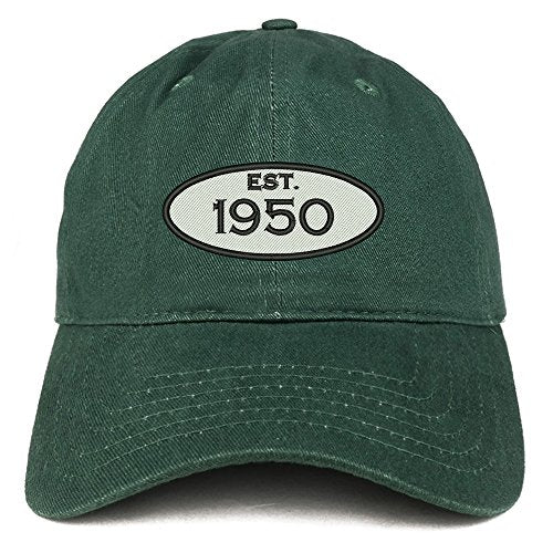 Trendy Apparel Shop Established 1950 Embroidered 71st Birthday Gift Soft Crown Cotton Cap