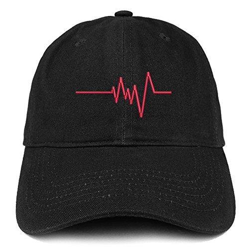 Trendy Apparel Shop Heartbeat Line Embroidered Brushed Cotton Dad Hat Ball Cap