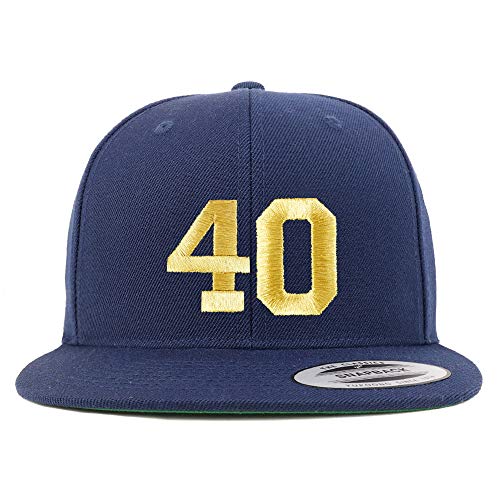 Trendy Apparel Shop Number 40 Gold Thread Flat Bill Snapback Baseball Cap