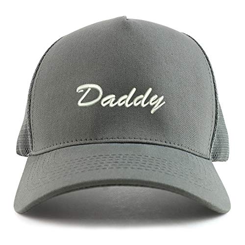 Trendy Apparel Shop Daddy Script Font Embroidered Oversized 5 Panel XXL Trucker Mesh Cap