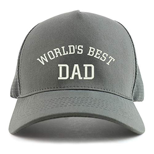 Trendy Apparel Shop World's Best Dad Embroidered Oversized 5 Panel XXL Trucker Mesh Cap